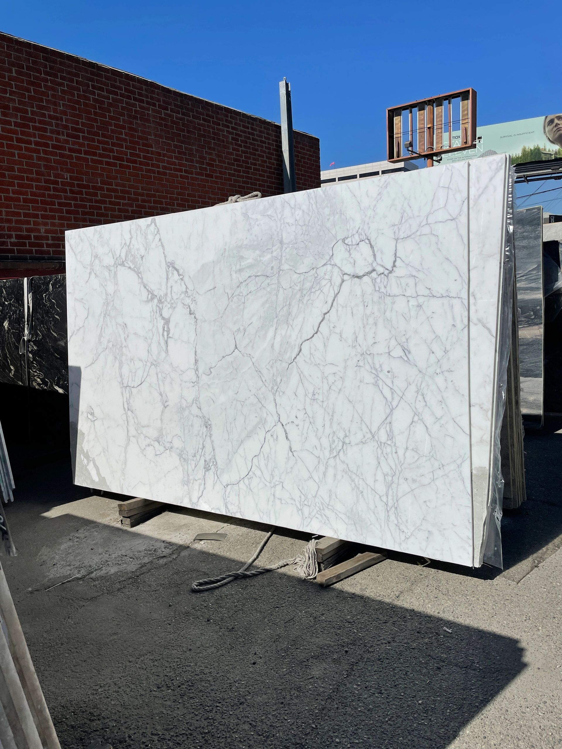 Statuary marble slabs from Italy at Royal Stone slab yard in LA